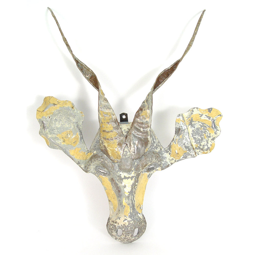 Kudu Recycled Tin Wall Sculpture; Handcrafted African Animal Mask Decor