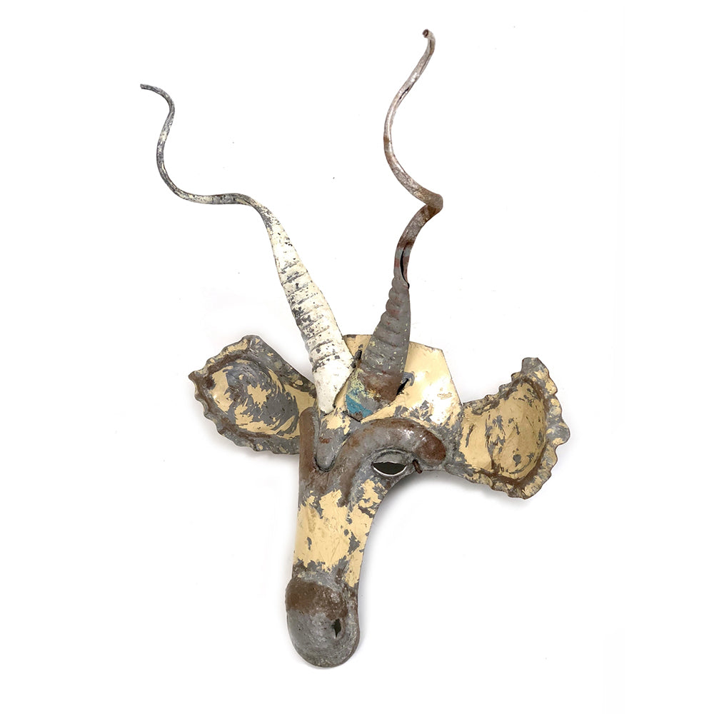 Kudu Recycled Tin Wall Sculpture; Handcrafted African Animal Mask Decor