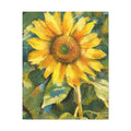Wider front view of Sunward canvas featuring a golden sunflower with an orange and green center.
