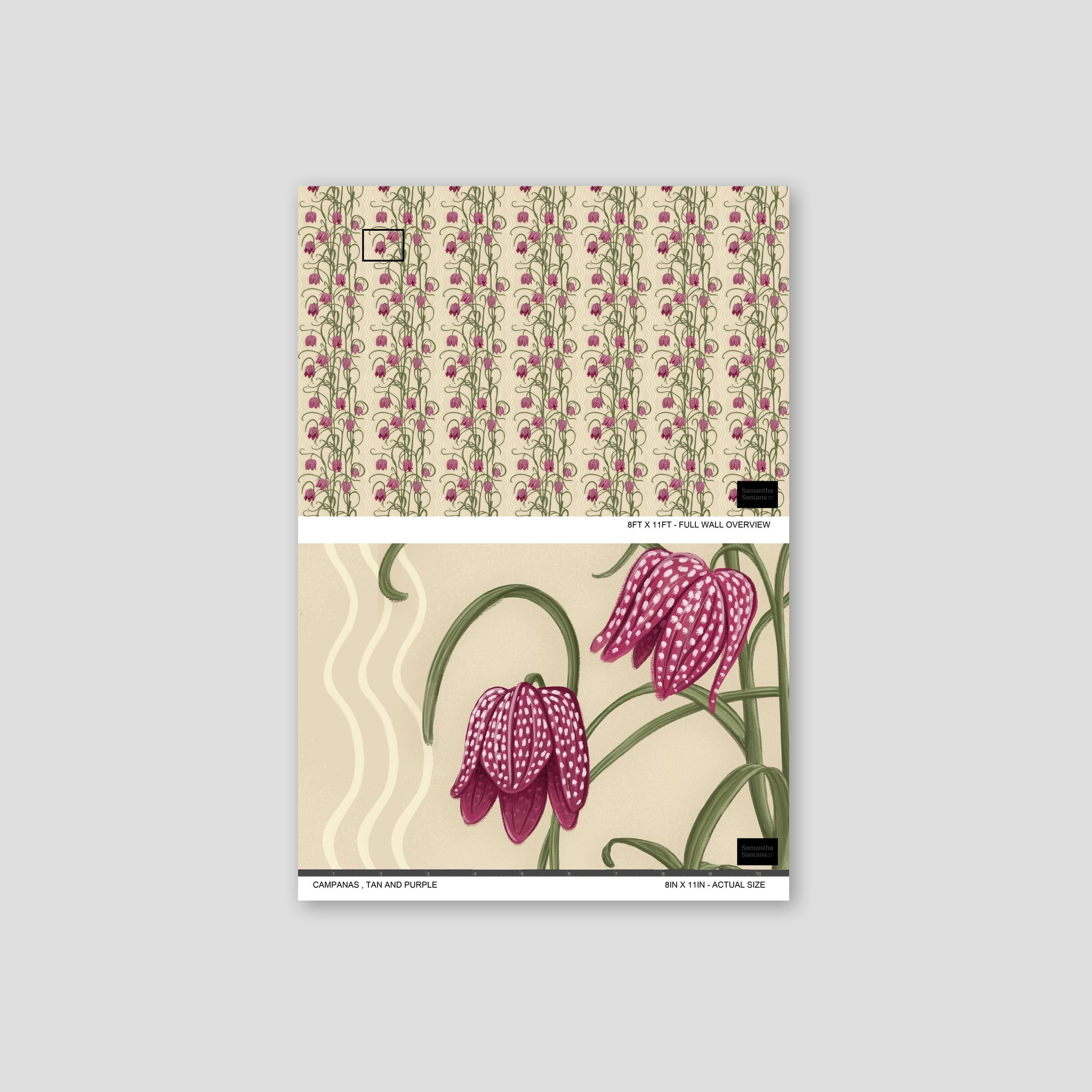 Campanas Wallpaper, tan and purple