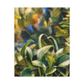 Front view of the wider Tangled Leaves botanical canvas with overlapping green and cream leaves.