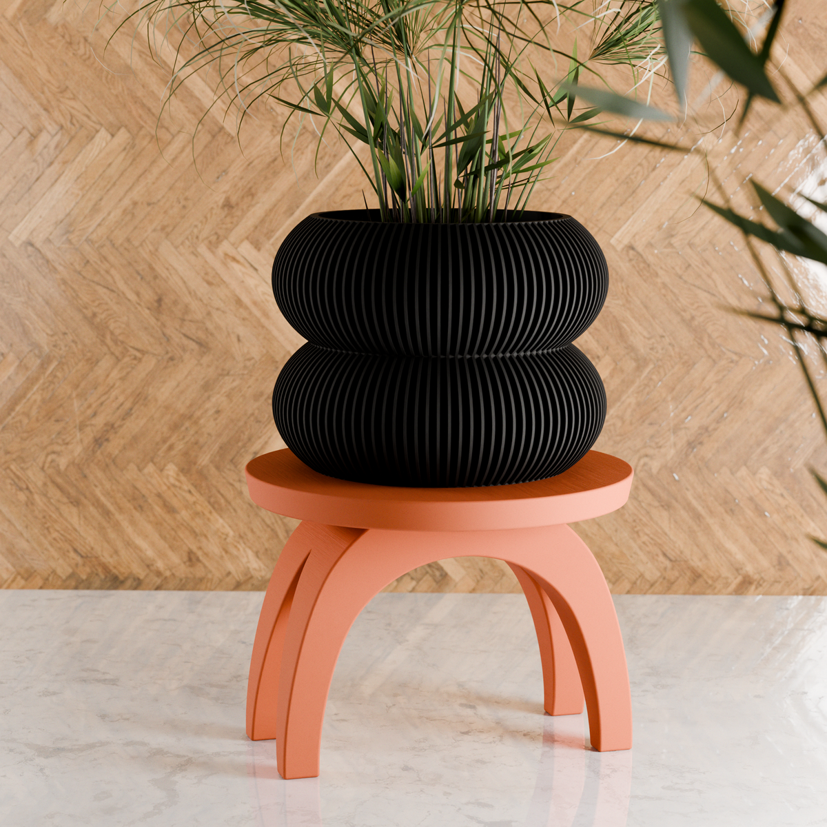 Plant Stand ARC; Sculptural Arc Stand for Indoor Potted Plants