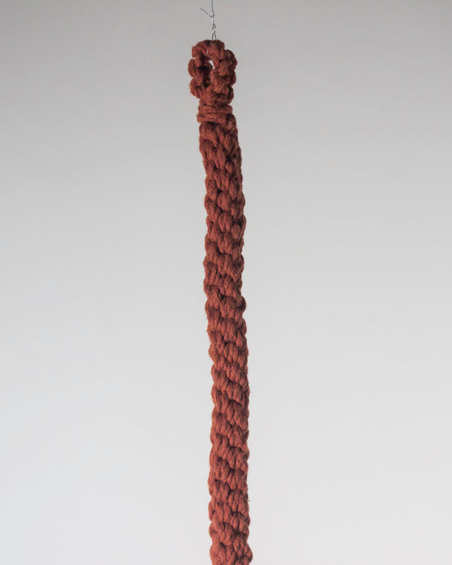 Tile Red Macrame Plant Holder; Boho Hanging Planter for Indoor Plants