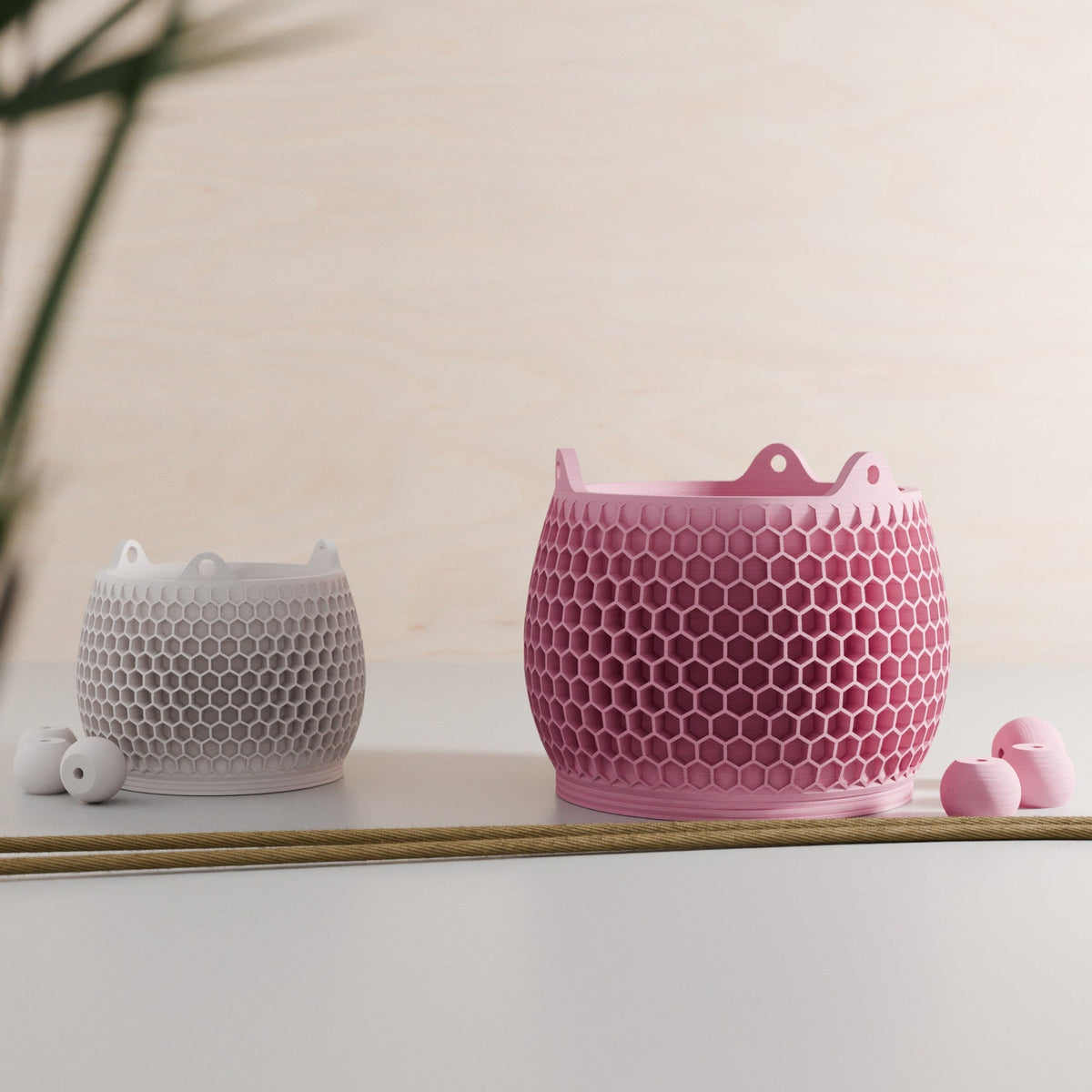 Hanging Honeycomb Planter; Geometric Suspended Pot for Indoor Plant Display