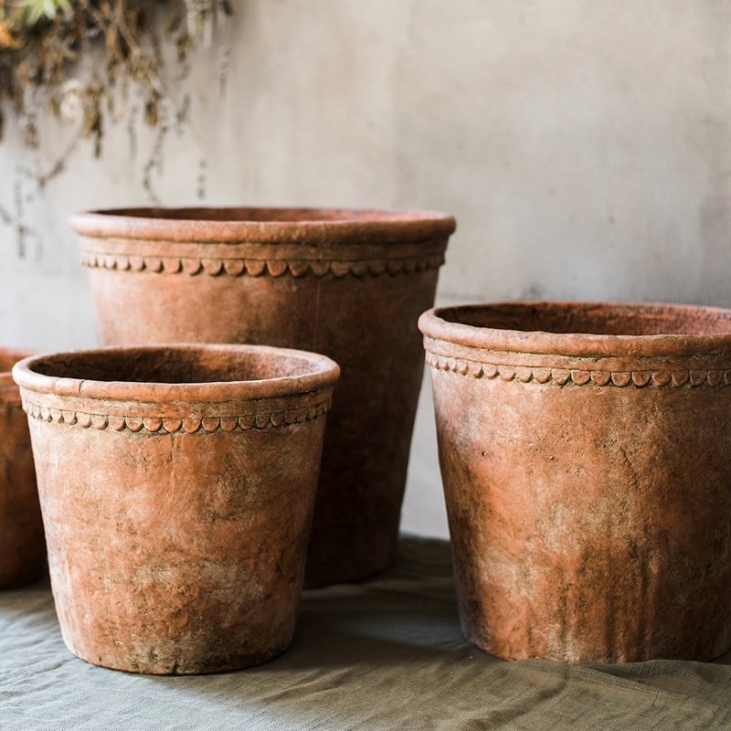 Large Terracotta Red Concrete Planter; Bold Statement Pot for Indoor Plants