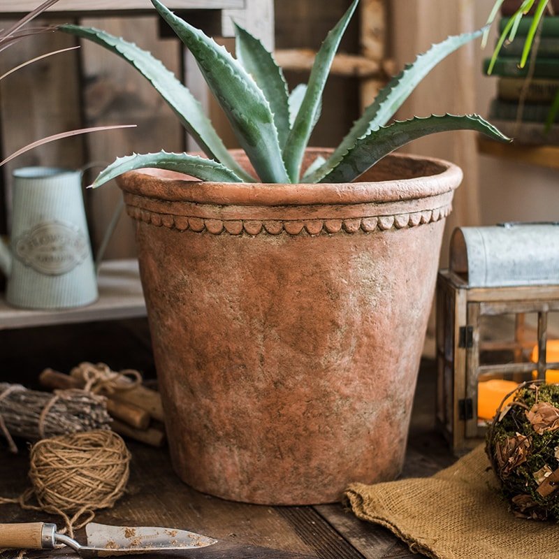 Large Terracotta Red Concrete Planter; Bold Statement Pot for Indoor Plants