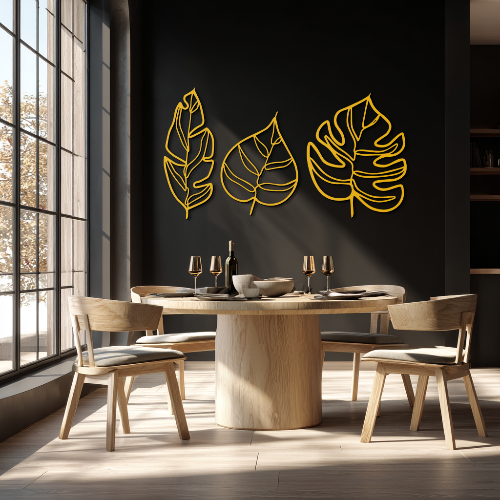 Geometric Leaf Trio Wall Art