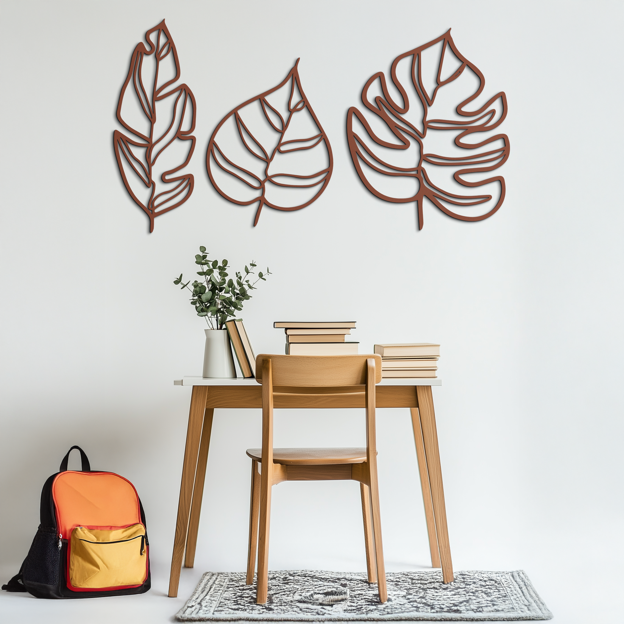 Geometric Leaf Trio Wall Art