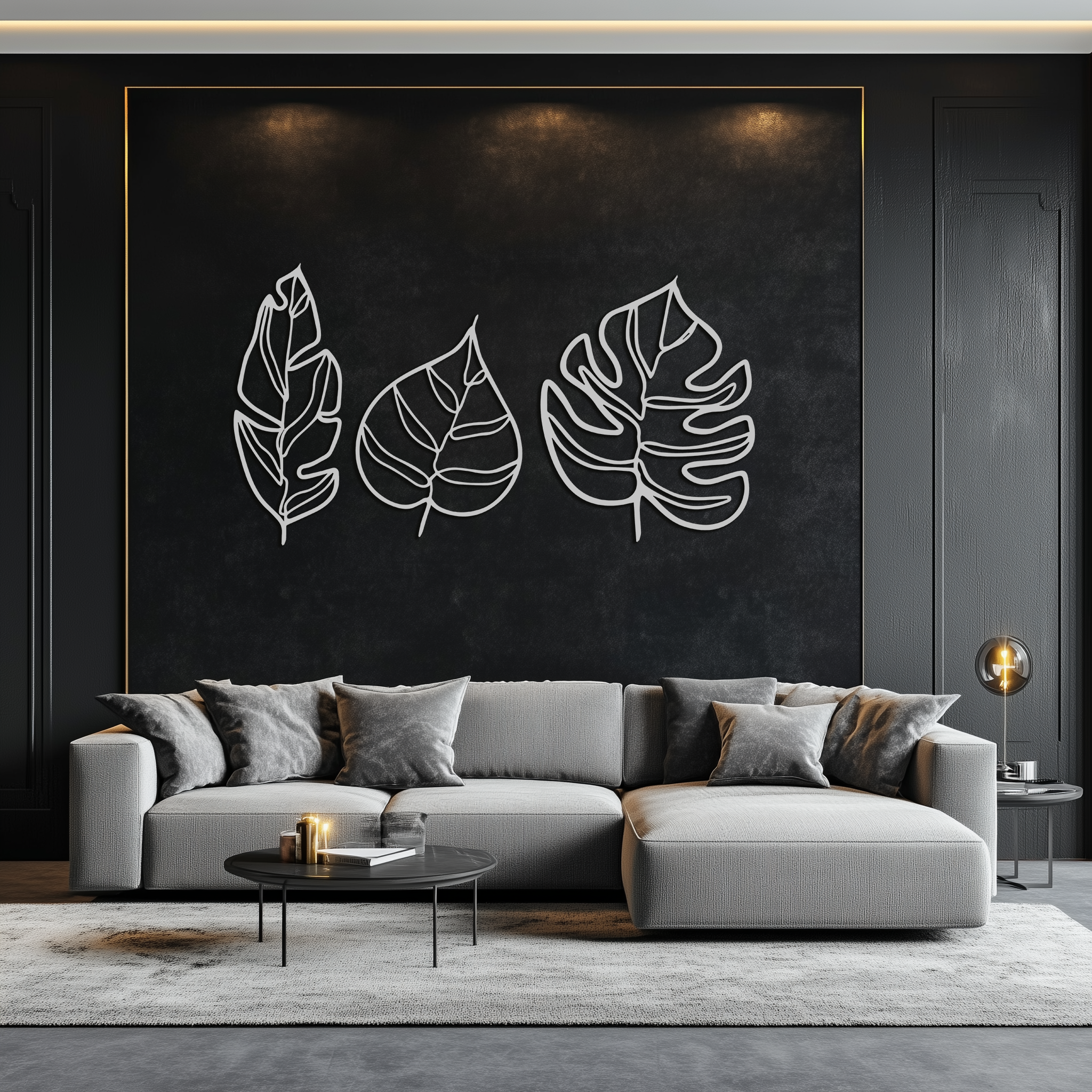 Geometric Leaf Trio Wall Art