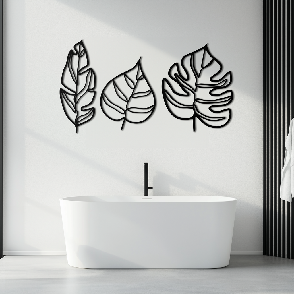 Geometric Leaf Trio Wall Art