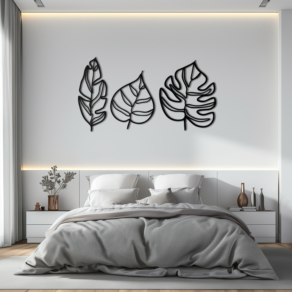 Geometric Leaf Trio Wall Art