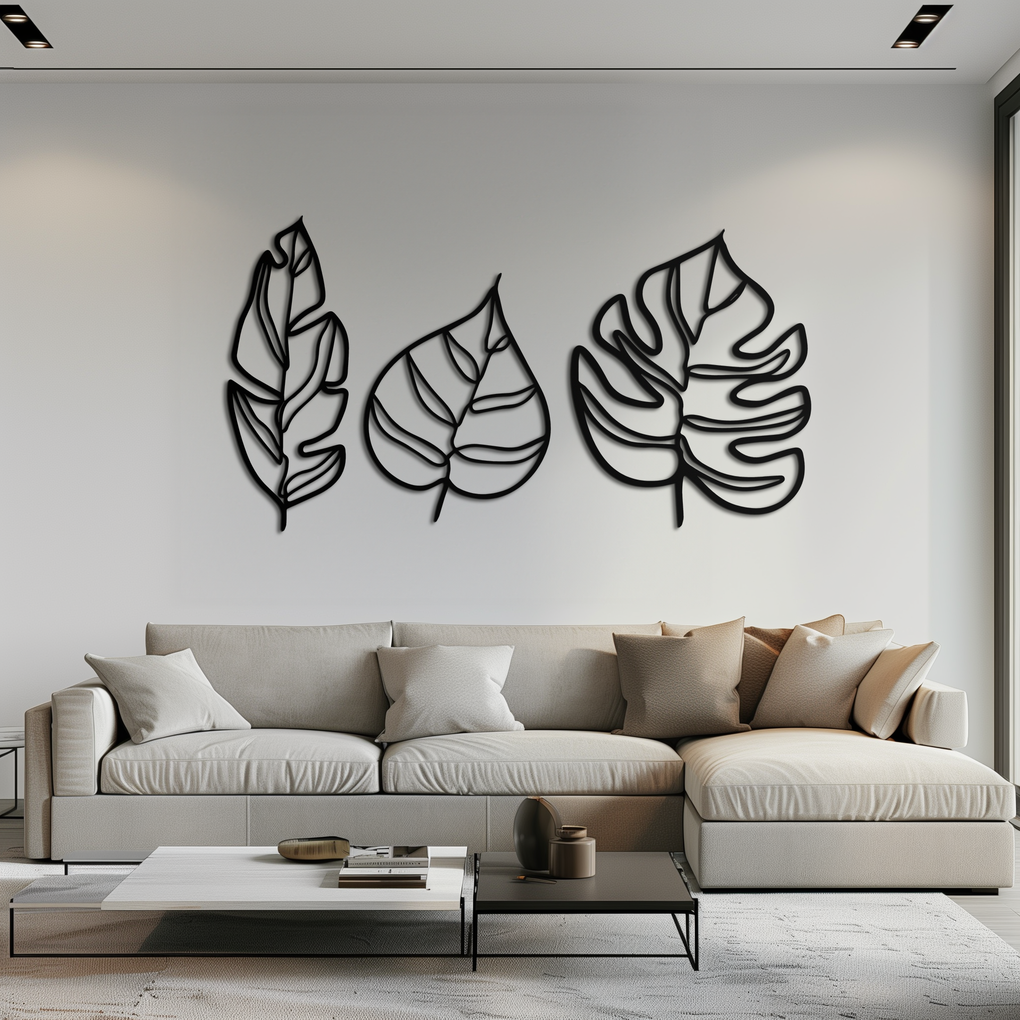 Geometric Leaf Trio Wall Art