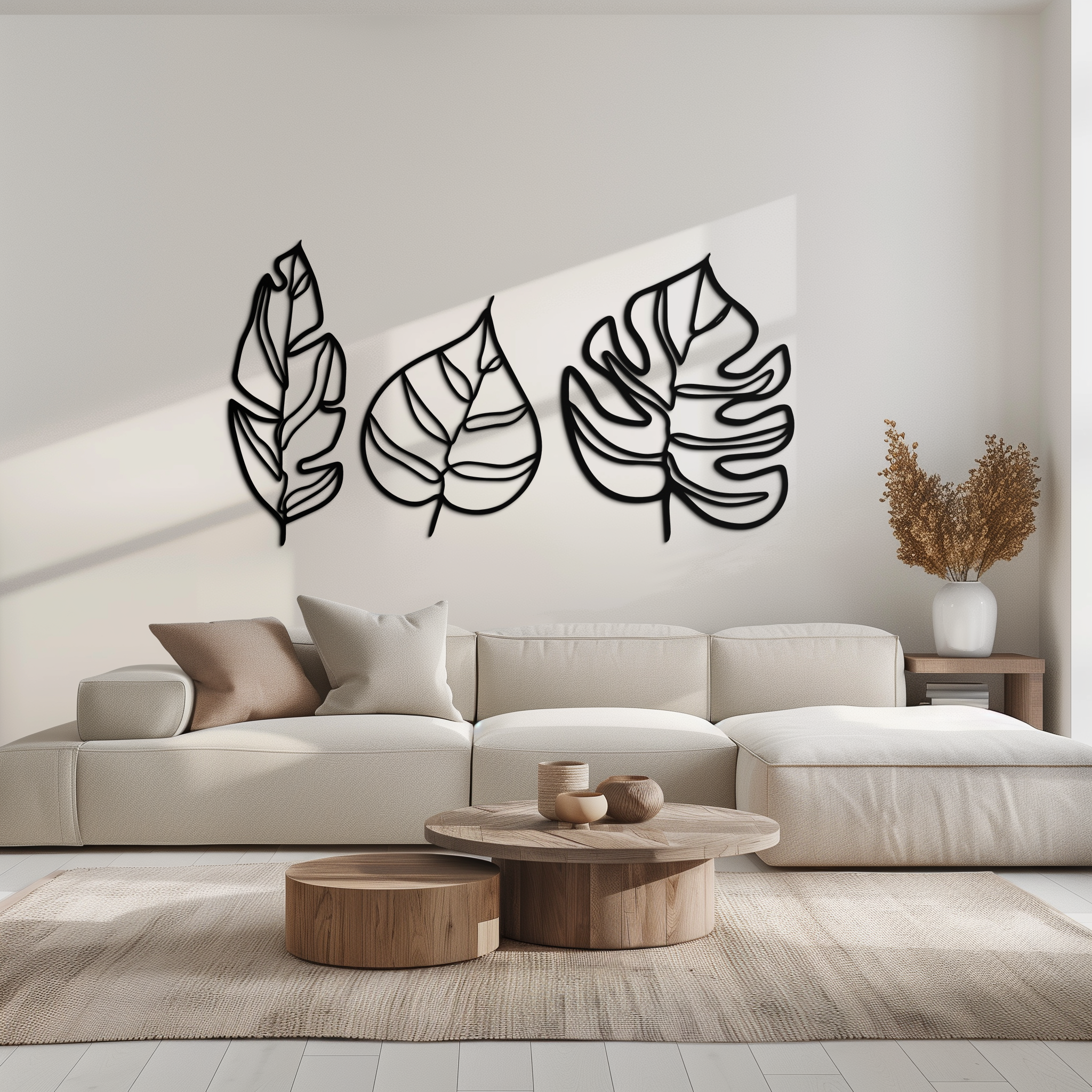 Geometric Leaf Trio Wall Art