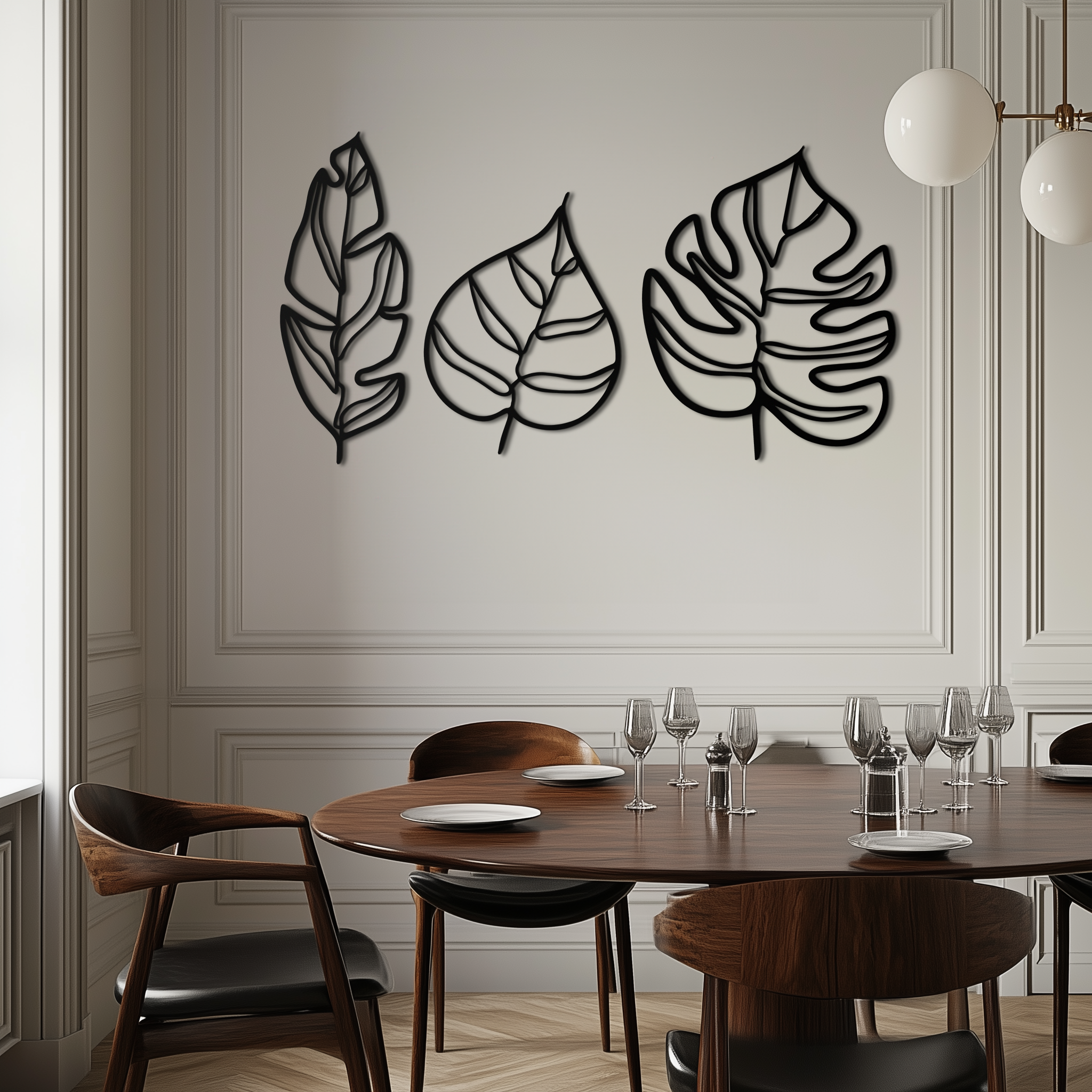Geometric Leaf Trio Wall Art
