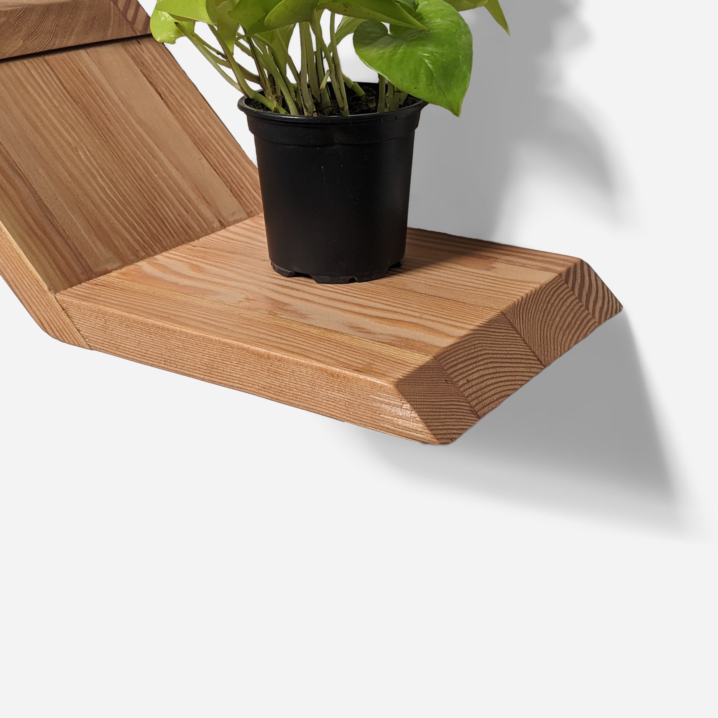 Lean Shelf; Minimalist Wood Plant Shelf for Earthy Home Interiors