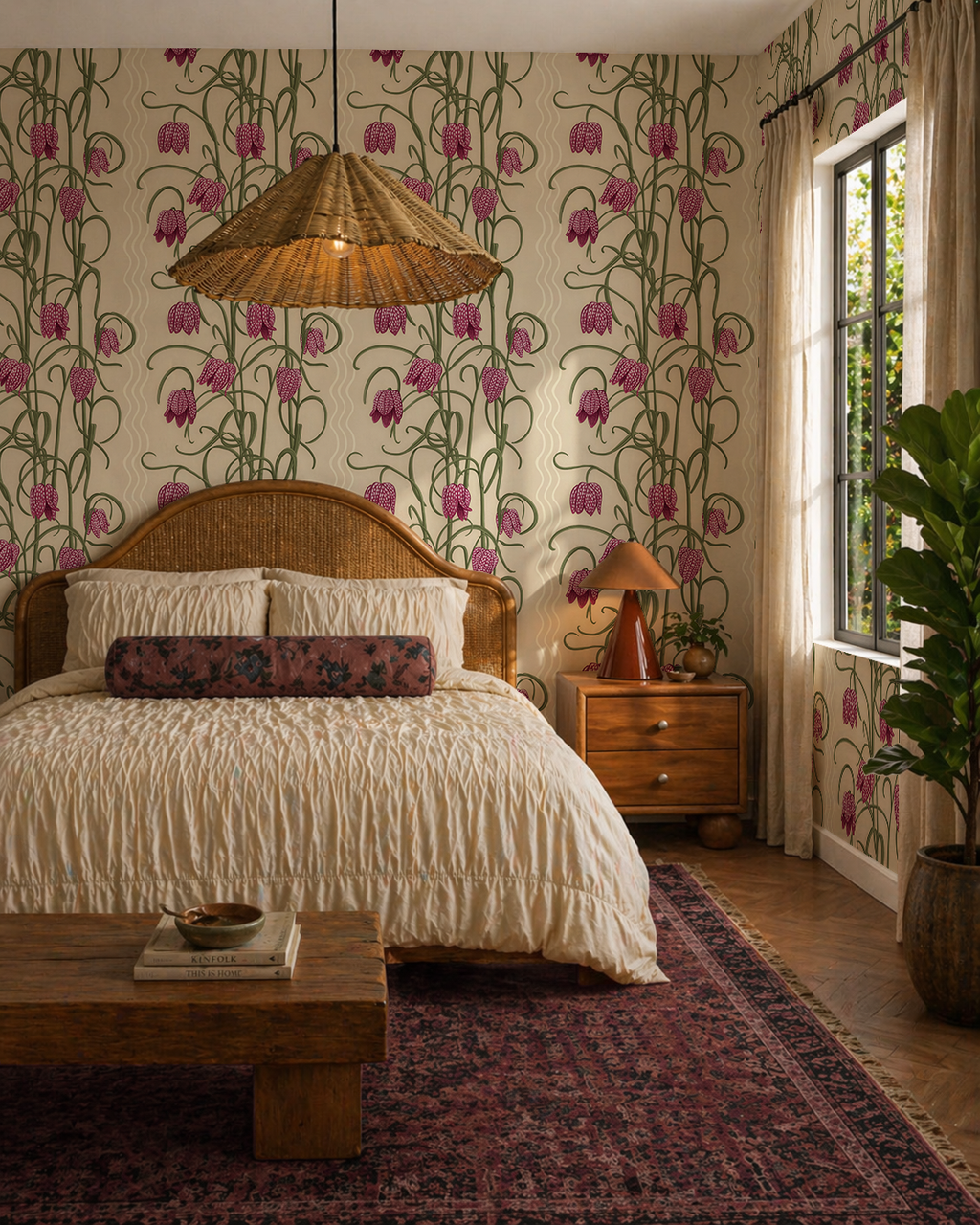 Campanas Wallpaper, tan and purple