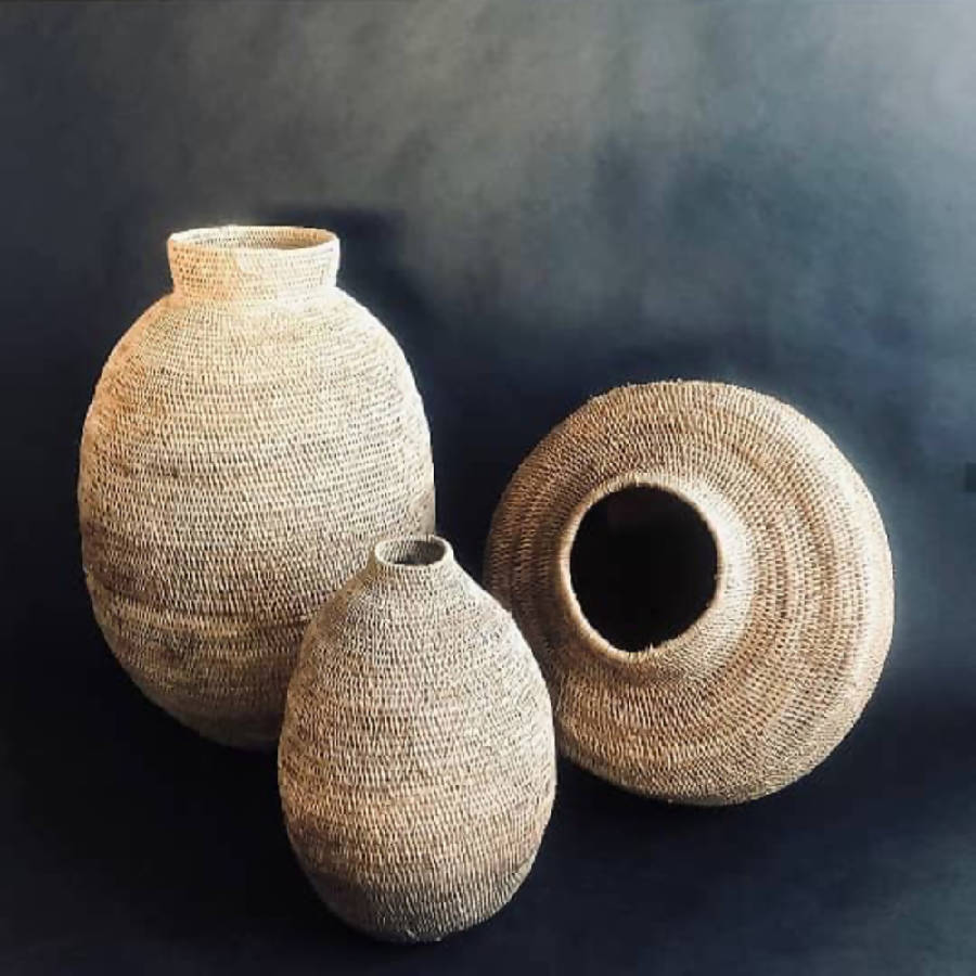 Buhera Cane Basket; Handwoven Storage Basket for Earthy Home Decor