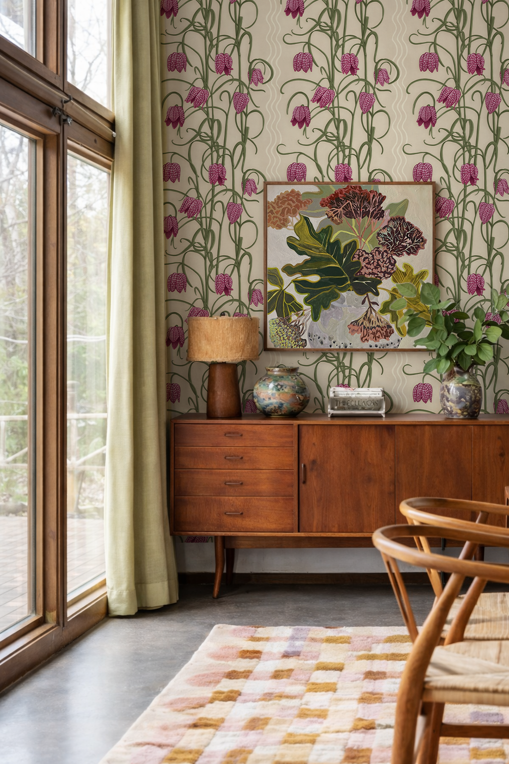 Campanas Wallpaper, tan and purple