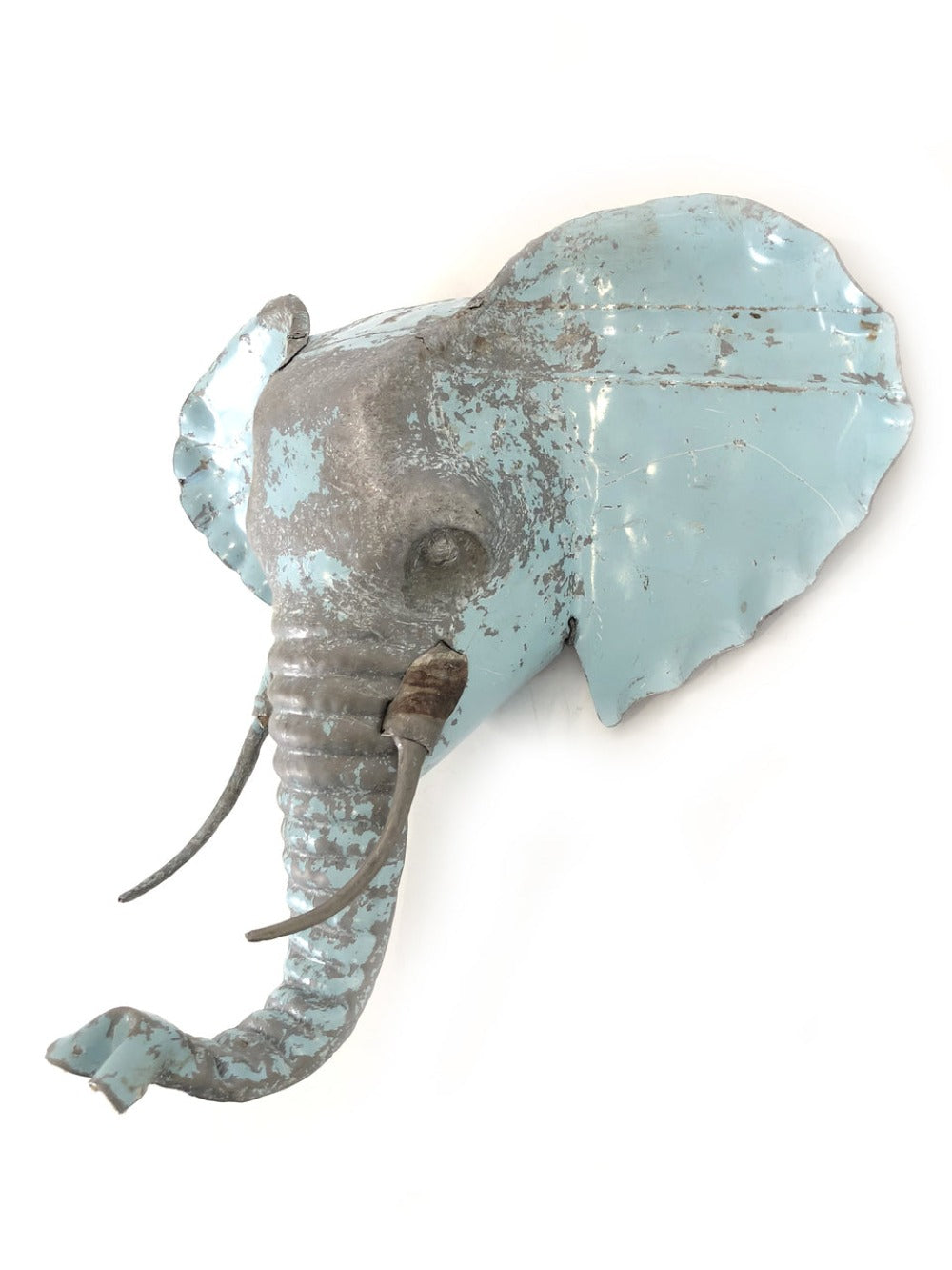 Elephant Recycled Tin Wall Sculpture; Handcrafted African Mask Wall Art