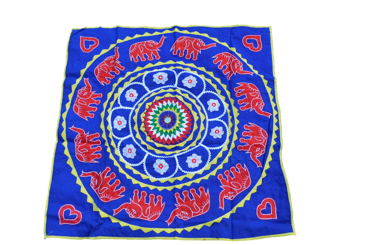 Black Cotton Mandala Wall Hanging; Boho Textile Art for Moody Interiors