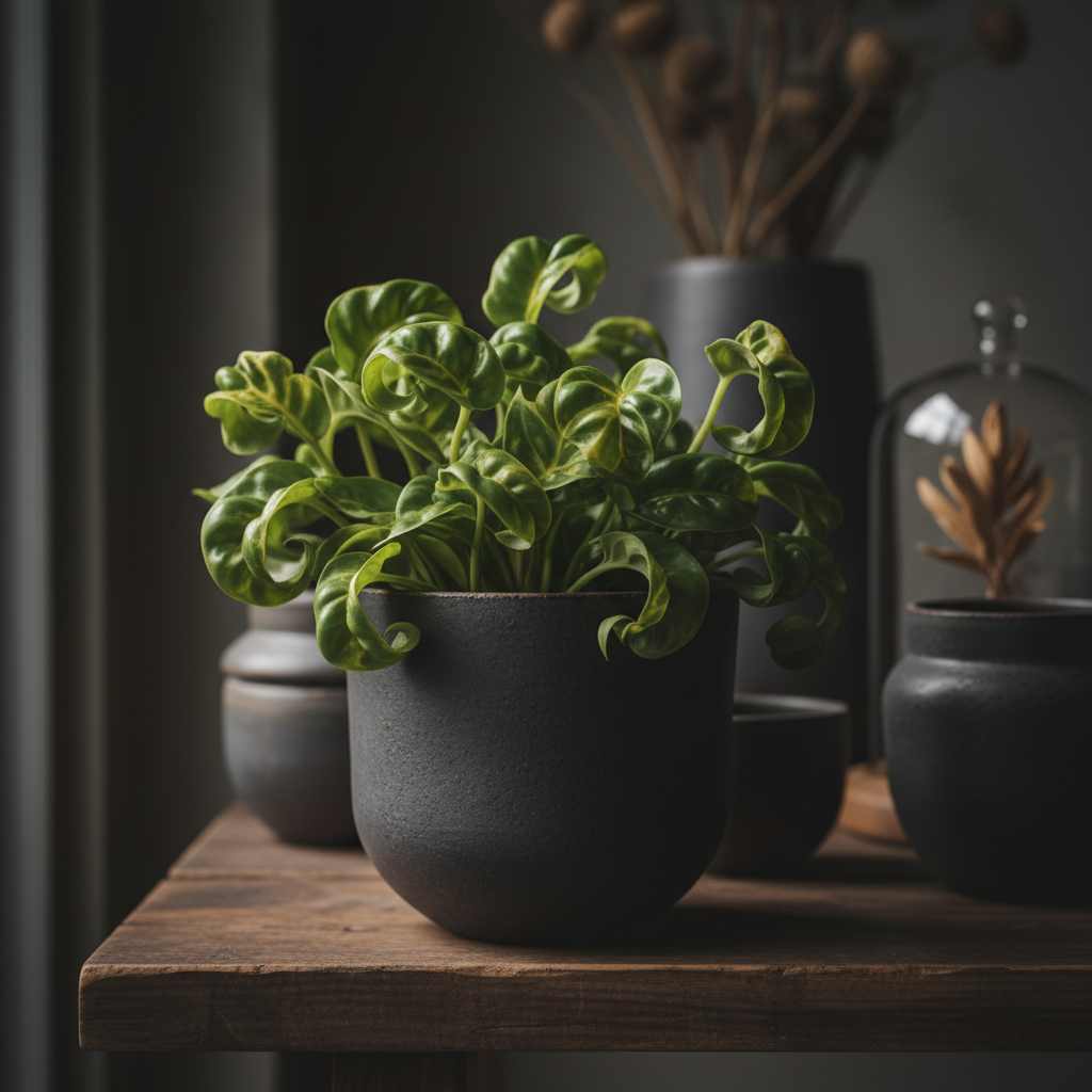 Pothos Shangri La in a dark ceramic pot