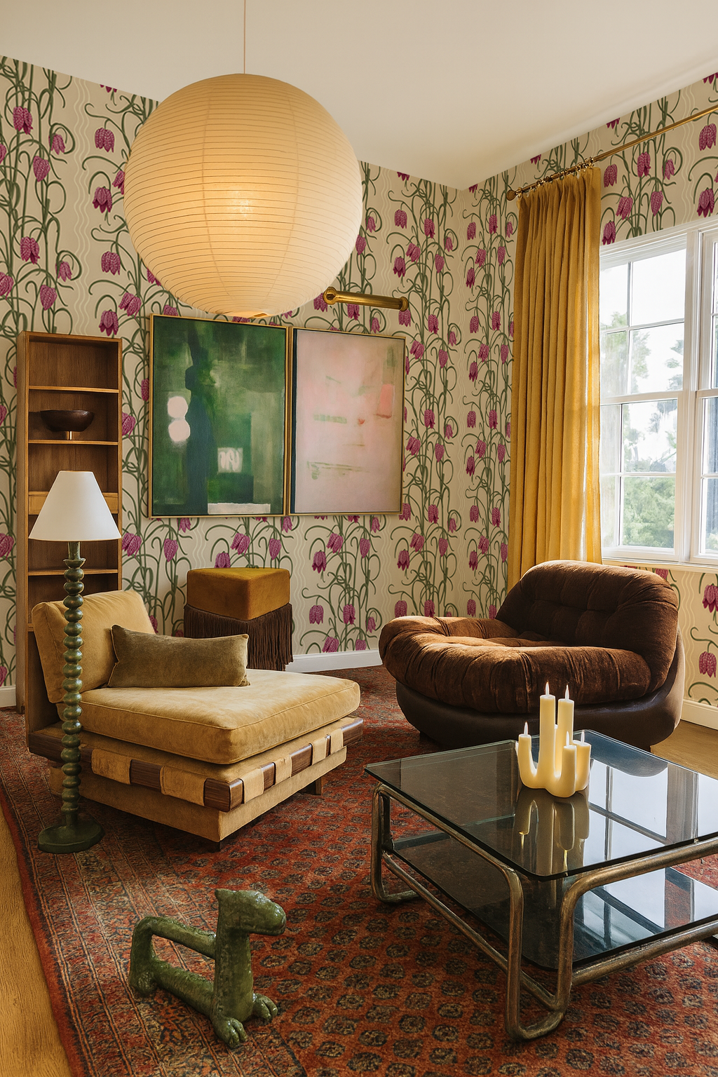 Campanas Wallpaper, tan and purple