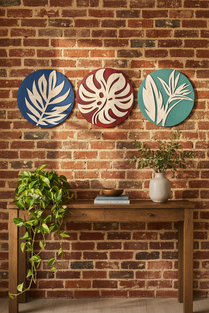 Tropical Botanical Wall Art Set of 3; Moody Green Prints for Plant Lovers